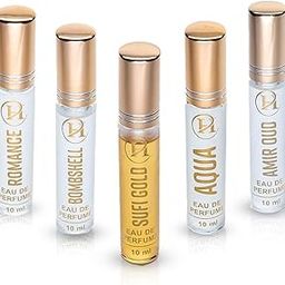 HITCH Luxury Unisex | Long Lasting Gift Set 5 x 10ml Perfume for Men and Women | with Amir oud | Sufi Gold | Aqua | Bombshell | Romance-image-73