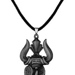 Lord Shiv Bholenath Trishul Damaru With Cotton Dori Grey Zinc And Metal Pendant Necklace For Men And women-image-16