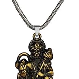 Hindu Lord Bajrangbali Hanuman idol Monkey God of Devotion Locket With Link Chain Silver Zinc Metal Pendant Necklace For Men And Women-image-20