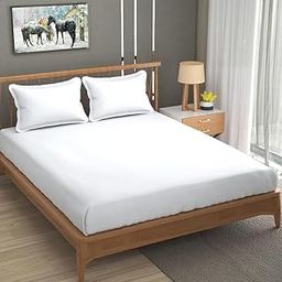 DECOR2ADMIRE 300 TC Premium Glace Cotton Solid Bedsheet for Double Bed with 2 Pillow Covers for Home, Luxury in Every Thread (90 * 100 Inches) (Solid-Plain White)-image-23