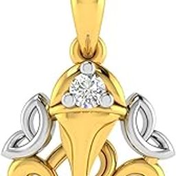 18KT Yellow Gold and American Diamond Pendant for Women-image-124