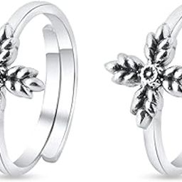 925 Sterling Silver Floral Charm Toe Rings-image-5