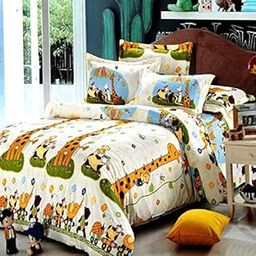 Cartoon Print Bedsheet for Kids Double Bed Boys/Girls (Multicolour, 90 x 100 Inch) - Multi Animals-picture-11