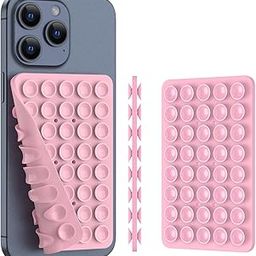 2PACK Silicone Double Sided Suction Phone Case Mount, Detachable Hands Free & Strong Grip Holder for Selfies & Videos, Compatible iPhone Android (Light Pink, 1Pack)-picture-24