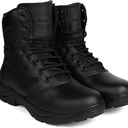 008 Genuine Black Leather Military Men's Combat Boots -High Ankle - High Top Lace With Chain-image-34
