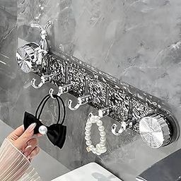 SHALVI Suction Wall Hooks with Crystal Design | Reusable Vacuum Suction Hooks | Wall Hanger Hook | Self- Adhesive – 5 in 1 Hook Transparent Organizer for Bathroom, Kitchen & Office (Black, Pack of 1)-image-3
