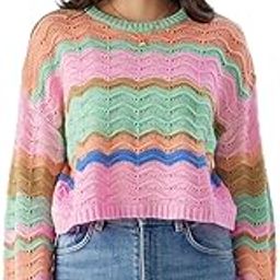 TSS Originals: Winter Wave Women and Girls Long Sleeve Multicolor Striped Pullover Oversized Fit Sweaters Women's Oversized Knit Sweaters Ladies' Baggy Loose Fit Pullover for Women-picture-16