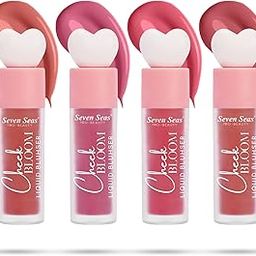 Seven Seas Cheek Bloom Liquid Blusher | Long lasting and Highly Pigmented | Liquid Blusher and Lip Gloss | (01- Copper Cheeks, 02- Chic Pink, 03- Rosy Cheeks, 04- Natural Blush) Pack of 4-image-1