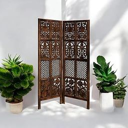 GULSHAN ART Wooden Partition for Living Room, Privacy Divider, Wooden Room Separator, Divider for Office, Partition for Puja Room-(Mix Frame Design - Brown)-(5 feet 2 Panels).-image-25
