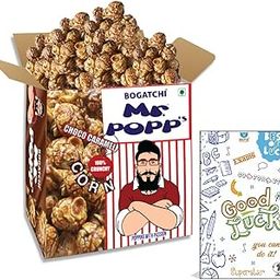 BOGATCHI Mr.POPP's Dark Chocolate Popcorn, 100% Crunchy HandCrafted Gourmet Popcorn Snacks | NO Microwave needed | Best Movie / TV Time Snack, Best Exam Time Gift for Office, 250g + FREE Exam Time Greeting Card-image-59