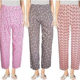 Women's Cotton Printed Pyjamas/Lower/Track Pant, Lounge Wear, Soft Cotton Night Wear Pajama Pant(Prints May Vary) - Combo Pack of 3-picture-19