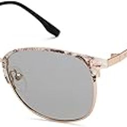 Vincent Chase By Lenskart | Gold - Grey Full Rim Rectangular | Floral Edit | Rakhi Gifts | Branded Latest and Stylish Sunglasses | Polarized and 100% UV Protected | For Women | Medium | VC S16756-70