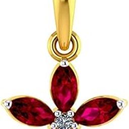 22KT (916) Yellow Gold BIS Hallmark With Red Stone Pendant For Women - 1.1 Grams-image-58