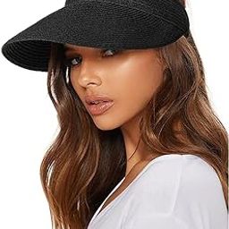Straw Hat Sun Hats for Women,Wide Brim Cap Beach Hat for Women Stylish UV Protection Cap,Summer Packable Travel Sun Visor Hat - UPF 50+-picture-42