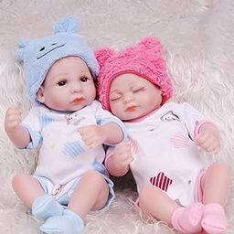 MERISHOPP 28cm 11inch Silicone Baby Doll Newborn Baby Toy for Kids Birthday Gifts Pink-image-1