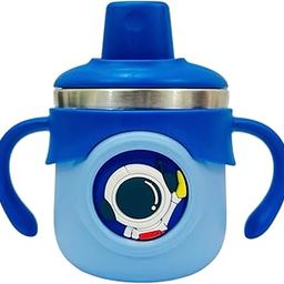 MOWBILLI Stainless Steel Baby Sipper Bottle – 260 ml (Dark Blue) | Insulated Hot & Cold Water Bottle | Sippy Cup | Soft Spout & Easy Grip | Travel-Friendly for Babies & Toddlers.-picture-25