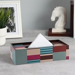 India Circus by Krsnaa Mehta Horizontal Hues Tissue Paper Box Holder for Car and Home Decor, Gifting, Office Desks, Rectangular, MDF Vinyl Print-image-3