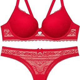 Designer Women's Bra Panty Set Red Color Padded Push Up Bridal Lingerie Set-image-10