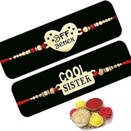Rakhi for Sister Pack of 2 - BFF Behen Rakhi and Cool Sister Rakhi for Girls - Designer Rakhi with Roli Chawal and Chopra-image-33