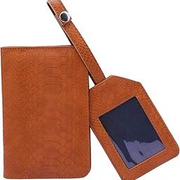 Wanderlust Travel Duo: Passport Cover & Luggage Tag | Made of Premium Vegan Leather | Ideal Gift & Travel Companion | Stylish Combo for Men and Women | (Set of 2, Tan Croc)-picture-20