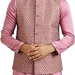 Men's Art Silk Floral Embroidered & Embellished Nehru Jacket (1pc)-picture-3