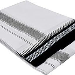 RETRO Cotton Dhoti with Black Border and Traditional Design (2.00 x 1.28 Metres)-image-69