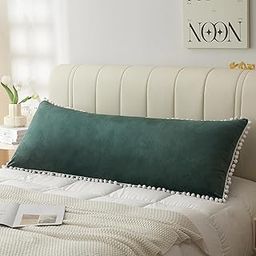 Brownmonkey Ultra Soft Velvet Body Pillow Cover/Case Pillowcase with Hidden Zipper, Zippered Body Pillow Case (20X54, Teal Green (Pompom))-image-43