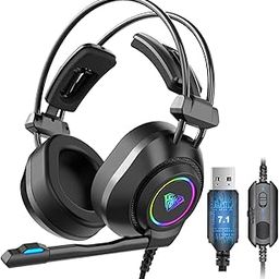 Aula S600 Professional Gaming Headset USB 7.1, Lightweight Over-Ear headphone with RGB Light| Soft Foam Earmuffs & HD Noise Cancelling, 360° Rotation Omnidirectional Mic for Desktop & PC Gamers(Black)-image-8