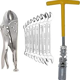 Digital Craft 16MM Spark Plug Wrench with 8Pc Double Open Spanner Set & 10-Inch Locking Plier – Heavy-Duty Hand Tool Kit for Automotive & Garage Use-13