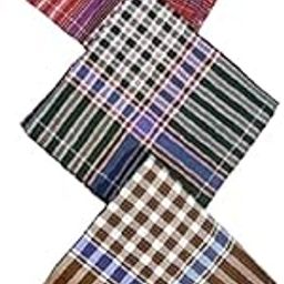 Cotton Soft Handkerchiefs/Rumal for Men | Pack of 3 | Checkered | (40x40cm/16x16inches) - Multicoloured-picture-17