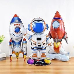 Atpata Funky 24inch Space Theme Astronaut, Rocket shape Self-Standing Foil Balloons (3pcs. Combo) for Space theme birthday party balloon decoration-4
