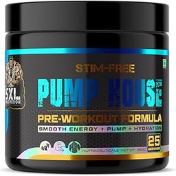 The 5xl Nutrition Stim-Free Pump House Pre-workout Formula with L-Citrulline, Taurine & Betaine Anhydrous helps to Promote Smooth Energy, Pump & Hydration in Muscles | 25 servings, 250 gm (Litchi)-image-33