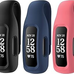 3-Pack Clip Case Accessory for Fitbit Inspire 3/Inspire 2, Black+Midnight Blue+Desert Rose-image-27