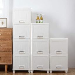 OLMARTT KITCHENWARE Units Plastic Cupboard for Clothes Plastic Cabinet for Storage Foldable Wardrobe for Plastic Rack for Clothes Storage Cabinet Plastic Modular Drawer Storage Box,White (4 Layer)-8