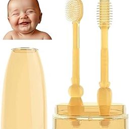 Soft Silicone Baby Oral Cleaning Brush Kit With Storage Box,2 pcs | 2 In 1 Toothbrush Tongue Brush Bpa Free Manual Bristle Oral Care Toothbrush For Toddler 6 To 24 Months Essentials-image-92