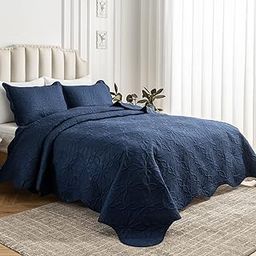 Auemtyn Quilt Set King Size, Comforter Bedding Cover Lightweight Bedspread, Soft Microfiber Reversible Bed Coverlet for All Season (1 Quilt,2 Pillow Shams)-27