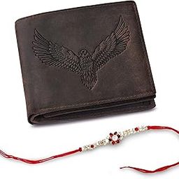 Rakhi Gift Hamper for Brother - Vintage Brown Men's Leather Wallet and Rakhi Combo Gift Set for Brother - 4580-image-68