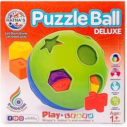 Ratna's Educational Puzzle Ball for Kids 2 in 1. Let Them Learn time with Shapes,Multicolor-8