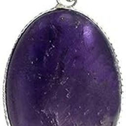 Amethyst crystal gemstone oval shaped pendant reiki healing stone for man and women-image-13