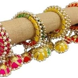 kodi multicolor assorted bangles with hangings, Mehandi Giveaways, Traditional Lumba, Chuda Hanging Rakhi for Women, Kada Rakhi For Bhabhi Set of 2pairs (4ieces)-4