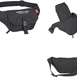 Polyester Waist Pack Travel Handy Hiking Zip Pouch Document Money Phone Belt Sport Bag for Men and Women and Adult | Black | worldstar sharkk Black Waist Bag-picture-15