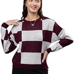 Women’s Round Neck Colour Block Sweater | 100% Wool Pullover | Full Sleeve Soft & Stylish Winter Wear for Women & Girls-image-96