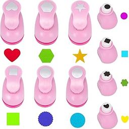Paper Hole Punches for Crafting Scrapbook - 6 Pack 1 Inch & 4 Pack Small Paper Punches 10 Pack Scrapbook Punches (Circle, Star,Heart,Square,Wave Circle,Hexagon,Flower)-image-53