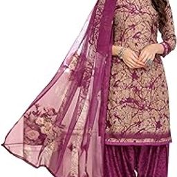 Women's Printed Dress Material - Unstitched Crepe Fabric Kurti, Pants & Dupatta Set-picture-28
