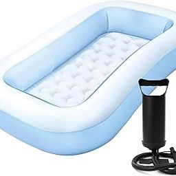 Toyshine Big Size Inflatable Rectangular Baby Bath Tub with 12 Inch Air Hammer Inflation Pump Play Centre Toy for Kids - 166 x100 x 25cm-13