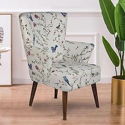 GLOBALLY INDIAN- Where Creativity Meets Living Modern Wingback Accent Chair, 30 x 31 x 39 cm (Chinoisserie White Base with Multicolor)-image-43
