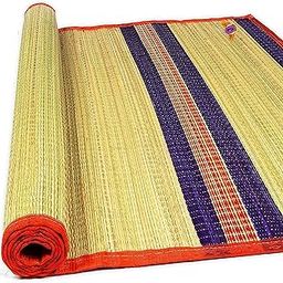 Jayam Traditional Striped Korai Floor Mat 6 X 3.5 (RED)-picture-18