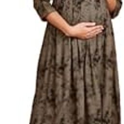 Indian Women's Rayon Printed Maternity Gown/Maternity wear/Feeding Nighty A-line Maternity Feeding Kurti Maternity Kurti Gown for Women-picture-36