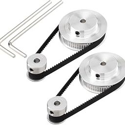 Serplex® GT2 Timing Pulley Set, 20 & 60 Teeth, 5mm Bore, Aluminum Synchronous Wheel with 200mm x 6mm Belt & Hex Wrench, for 3D Printer, CNC, Lathe, Stepper Motor Upgrade (2PCS)-0