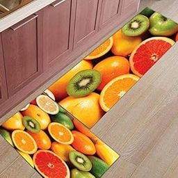 achyuta creation Digital Combo mat for Kitchen -Combo of 2 Rubber Material (Runner- 18 * 55) (mat- 17 * 26)-11
